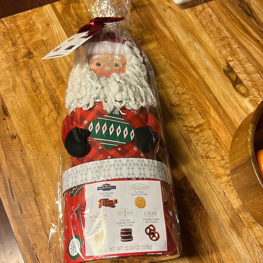 Festive treats tower Santa Pure butter shortbread cookies, Ghirardelli Chocolte